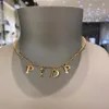 Fashion letter gold chain necklace bracelet for mens and women Party lovers gift jewelry With BOX287o