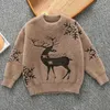 Pull Automne 2023 Nouveau Bébé Garçons Filles Chaud À Manches Longues Chandails Enfants Vêtements Elk Imprimer Enfants Pull Hiver Bébé Tricot Manteau Tops HKD230719