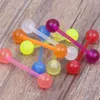 tongue barbell 100pcs lot mix 6 color acrylic glow in dark tongue ring body jewelry221G