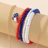 Collier boucles d'oreilles ensemble 2023 coloré strass coeur pendentif Bracelet pour femmes mode états-unis drapeau perlé