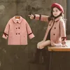Giacche Cappotto da bambino in lana da donna 2021 Cappotto con bottoni tascabile in cotone autunno inverno dolce spesso Z230720