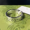 Titanium Steel Sier Love Designer Jewelry for Men and Women Spirit Heart Rings Party Engagement Confession Wedding Ring With Green Box Storlek 5-11