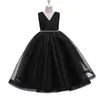 Kinderjurken Kinderen Elegant Long Prom TuLle Gozels 2023 Nieuw meisje Princess Dress Teen Wedding Bridesmeisje Kostuum 3-12 jaar