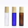 Garrafas de rolo de vidro grosso fosco com tampa de grão de madeira 5ML 10ML Recipientes de frascos recarregáveis para óleo essencial, aromaterapia, perfume, Lip Aarc
