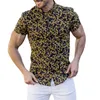 Camisas casuais masculinas europeias americanas verão nova impressão de lapela camisa masculina de manga curta flor havaiana camisa fashion roupas masculinas