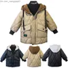 Piumino 2-14Y Cappotto da ragazzo moda coreana Cappotto invernale per bambini Giacca nera cachi Giacca termica spessa Felpa con cappuccio per bambini Z230719