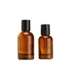 Bottiglia di vetro vuota Pompa a crimpare ricaricabile Coperchio nero 1 oz 2 oz 3 oz Imballaggio cosmetico rotondo marrone portatile Fiale campione Bottiglie di profumo spray nebulizzato 30 ml 50 ml 100 ml