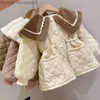 Down Coat 'Girls' Winter Płaszcz Duży futra kołnierz bawełniana aksamitna gęsta izolacja płaszcz księżniczki dla dzieci Z230719