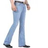 Nya sommar tunna män blossade ben hög midja lång flare för män bootcut blå jeans hommes klockbotten 201223262k