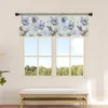 Curtain Rustic Vintage Blue Flower Dragonfly Short Tulle Curtains For Kitchen Cafe Sheer Voile Half-Curtain Bedroom Doorway