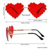 Sunglasses Rave Party Vintage Shades Rimless UV400 Protection Metal Frame Heart Shaped For Women Sun Glasses