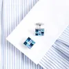 Gemelli KFLK Gioielli gemello per camicia da uomo Brand Fashion Gemello in cristallo blu Gemello da sposa di lusso Pulsante per lo sposo Ospiti di alta qualità 230718
