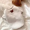 Moletom de lã com estampa de urso para cães, roupas para animais de estimação, desenhos animados, colete de pelúcia, inverno, quente, gato, pulôver, cor sólida, suprimentos