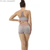 Fatos de treino femininos Fato de treino de duas peças para mulheres Terno de roupa desportiva sem costura perna curta para ioga Sutiã desportivo ativo Roupa de treino desportiva Z230720