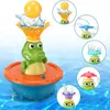 Sand Play Water Fun Fountain alligator baby bath toy baby spray water sprayer lights up electric automatic floating rotary bathtub toy 230719