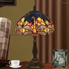 Table Lamps Vintage Tiffany Lamp Mediterranean Stained Glass Dragonfly Desk Light LED E27 AC Powered 85V-265V For Room Decoration
