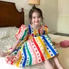 Robes pour filles 3-8 ans bébé fille dot robe arc-en-ciel été princesse manches bouffantes vêtements pour enfants 230718