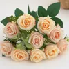 Flores decorativas 30 cm rosa artificial buquê de seda rosa 10 hesds decoração falsa para casa casamento falso a0y8