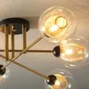 Lampadari Lampadario a bolle di vetro nordico Lampada a sospensione a soffitto semi-incasso per soggiorno Camera da letto Cucina Lampada a LED dorata per la casa