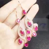 Серьги -серьги люстра Ruby Luxury Drop Серьга на ювелирные изделия 0,6CT 10PCS Gemstone 925 Серебряное серебро Fine Women T29107