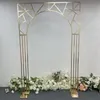 3PCS Luxury Outdoor Lawn Shiny Gold Wedding Backdrops Arch Frame Column Plinth Decoration Rack Floral Balloon Party Welcome Display Stand
