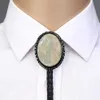 Bolo Cravates Pierre Naturelle Blanc Shell Flash Bolo Cravate Pour Homme Indien Cowboy Western Cowgirl Cuir Corde En Alliage De Zinc Cravate HKD230719