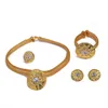 Örhängen halsband dubai guld 24k smyckesuppsättningar för kvinnliga afrikanska brud zirkonsten gåvor party ring armband set338f