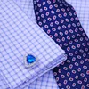 Cuff Links KFLK Jewelry French shirt cufflink for mens Brand Blue Crystal Cuff link Luxury Wedding Button male High Quality guests 230719