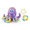 Sand Play Water Fun Baby shower giocattolo galleggiante sull'acqua simpatico cartone animato polpo viola giocattolo interattivo per doccia a 5 anelli per bambini 230719