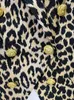 Kvinnors kostymer vintage modebanor designer jacka smala passform lejon knappar dubbel bröst leopard tryck blazer kappa lady toppkläder