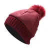 Beanie Skull Caps Winter Cap Women Windproof Down Skullies Beanies For Ladies Faux Fur Pom Poms Hats Fleece Inside Black Beanie Gi275g