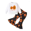 Ensembles de vêtements MALCIKLO bébés garçons Halloween tenues d'automne fantôme imprimé col rond à manches longues sweats pantalons de survêtement