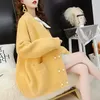 Женские трикотажные кардиган осень и зимняя корейская версия Loose Pure Color Gearl Buckle Trind Sweater Trend Trend