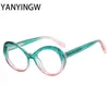 Solglasögon Fashion Style Two Color Splice Optical Spectacle Frame Women's TR90 Oval Cat's Eye Anti Blue Light