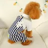 Dog Apparel Red Stripe Puppy Pajamas Romper With Wing Navy Style Pet Overall Jumpsuit Clothes Bib For Terrier Yorkshire Supplies