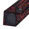 Bow Ties Red Black Paisley For Men Luxury Silk Neck Tie Pocket Square Cufflinks Wedding Accessory Gift