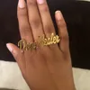 Banda Anéis Noelia Custom Knuckles Nome Anel Personalizado Três Anéis de Dedo Personalizado Grande Placa de Identificação Anéis Moda Feminina Masculina Jóias 230718