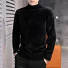 Men's Sweaters Casual Sweater Fluffy Mock Neck Slim Fit Jumper Young Basic Knit Tops Soft Stretch Knitted Pullovers White Black Red