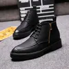 Boots British Style Mens Casual Business Wedding Formal Dress Cow Leather Breathable Platform Shoes Black Ankle Boot Short Botas