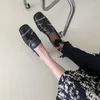 Sapatos sociais Kanseet Bombas femininas 2023 primavera bico quadrado moda corrente decoração couro genuíno feito à mão salto baixo sapato feminino bege 40