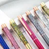 50st Luxury Metal Bling Dynamic Liquid Sand Ball Point Pennor For Wedding Birthday Office Supplies Gift Free Custom Logo Rose Gold