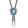 Bolo Ties Western cowboy zinc alloy special-shaped point natural turquoise leather rope men's bolo tie 230719