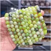 Beaded Strand Jd Natural Stone Qinghua Flower Jade Bead Bracelets Women Fashion Jewelry Gemstone Gift Handmade Bracelet Wristband Dr Dhnsf