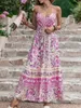 プラスサイズのドレス2023夏の女性セクシーなスパゲッティストラップホリデーフローラルプリントボヘミアンビーチサンドレスエレガントスリングパーティー230718