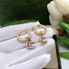 Podwójny litera G Kolczyki do stadnin Kolny diamentowy materiał mosiądzu GGITY Big Hoop Earring Kobiet Party Wedding Party Jewelry 213434