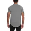 Camisetas masculinas de poliéster, camisetas masculinas casuais, macias, fitness, musculação, verão, roupas, decote em v, manga curta, camisa sólida para