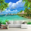 Beibehang Po Mural Wallpaper HD Coconut tree Seascape Beach Dolphin Sea Landscape 3d wallpaper for living room papel tapiz221S