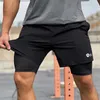 Mannen Shorts NIEUWE Mannen Fitness Bodybuilding Shorts Gym Workout Mannelijke Rits Zakken 2 In 1 Dubbellaags Sneldrogende Sportkleding Jogger Strand Shorts L230719