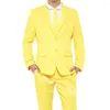 Men's Suits Yellow Slim Fitted Men For Prom Stage Boyfriend 2 Piece Wedding Tuxedo With Peaked Lapel Custom Male Fashion Groomsmen Set