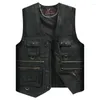 Men's Vests 2023 Winter Leather Vest Zipper Waistcoat Men Motorcycle Coat Warm Sleeveless Jackets Velvet Solid Color Top P49